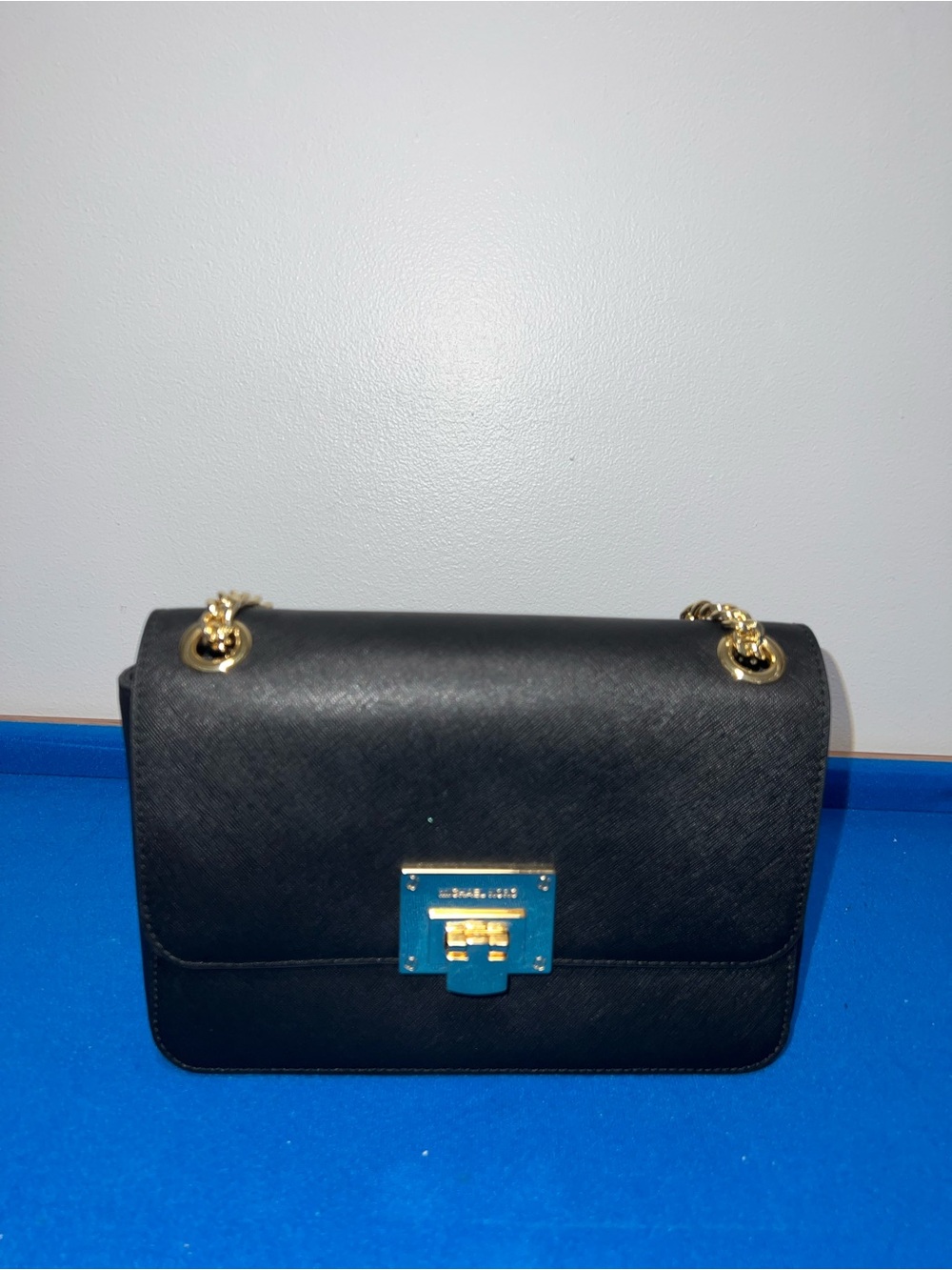 Michael Michael Kors Tina Medium Shoulder Flap Leather Bag Black 35T7GT4F2L